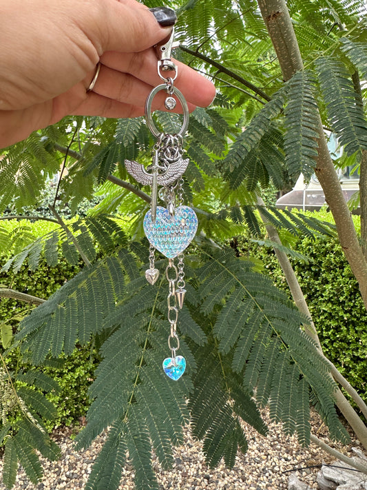 Heart wings key/bag dangle