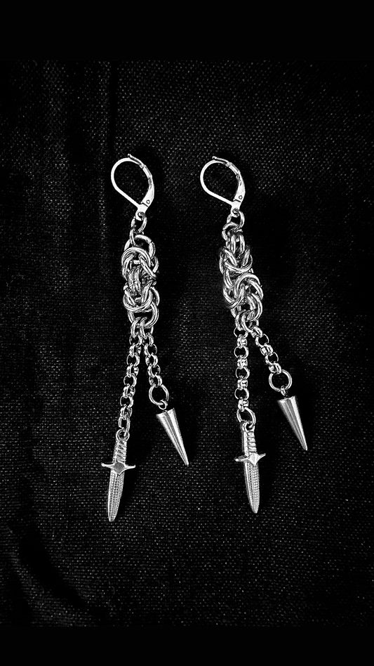 Dagger and spike earrings